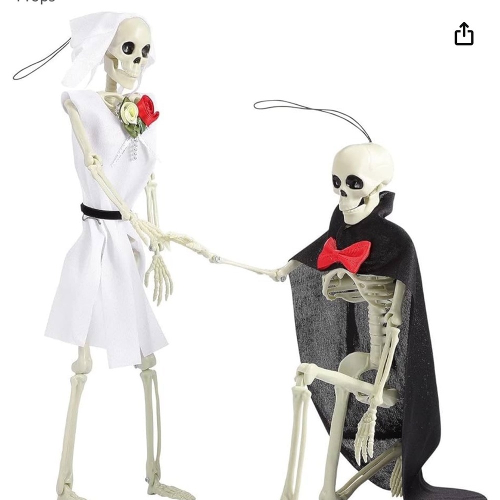 🎃ZULOW Halloween Skeleton Decoration, 2 Pcs Ghost Groom Bride Couple Skeleton